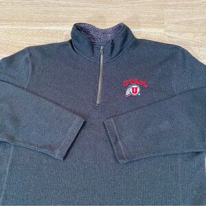 Utah Utes Pullover Men’s 2XL Charcoal 1/4 Zip Verticle Ribbed Woven Shirt Jacket
